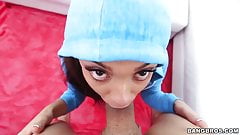 Ebony teen Jaye Austin takes big cock