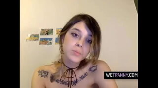 Petite trap amateur plays with her dick